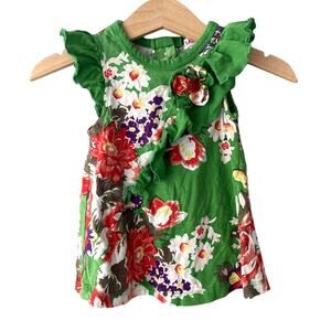 Baby Nay Floral Ruffle Top Tunic - Green Red White - 18M